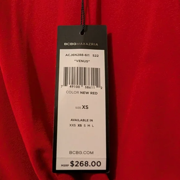 NWT BCBGMAXAZRIA VENUS Elegant Scarlet One-Shoulder Cocktail Dress - Picture 5 of 8